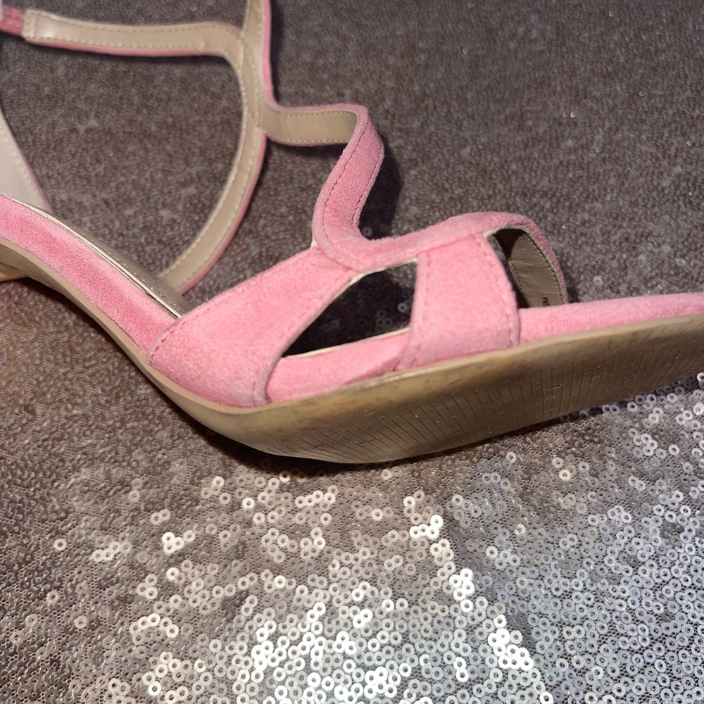 WHITE HOUSE BLACK MARKET Pink Suede Strappy Heels - Picture 7 of 12